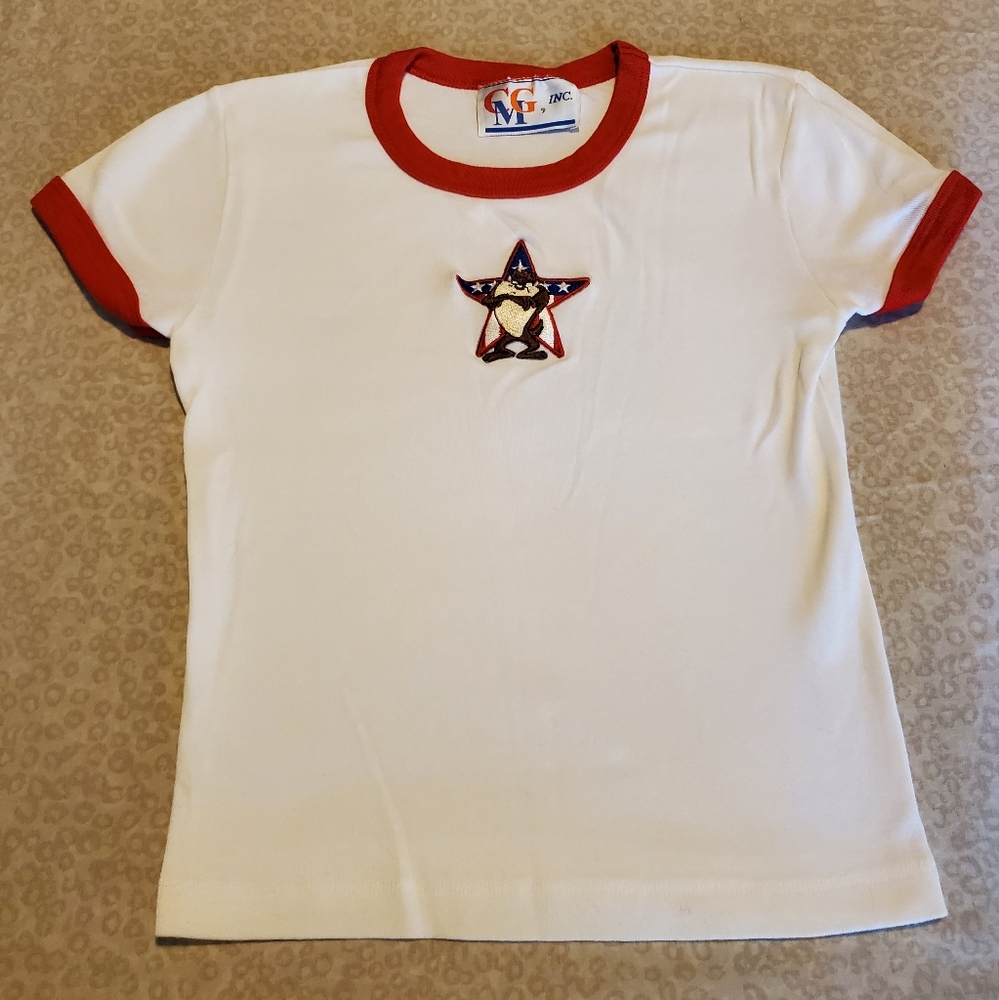 Vintage Taz Embroidery T Shirt Size M